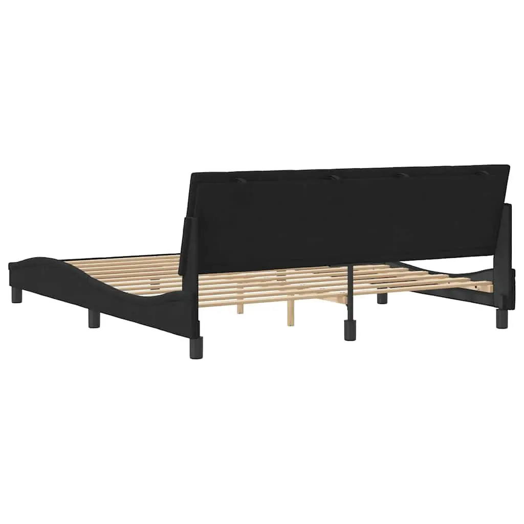 King Bed Frame 180x200 cm Headboard Velvet Black Bedroom Furniture Slatted Base