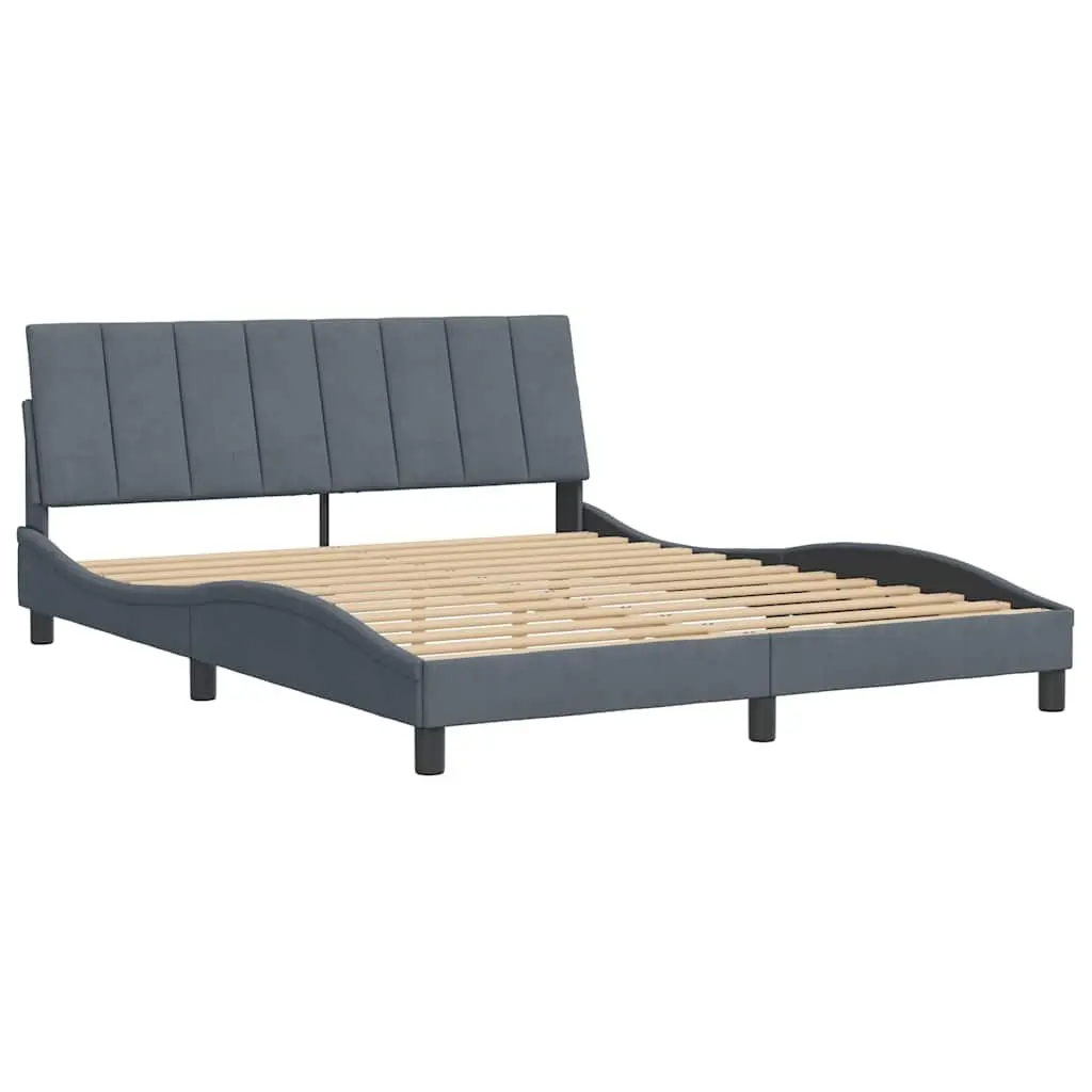 Queen Bed Frame Velvet 152x203cm Grey Modern