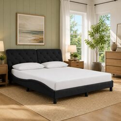 Versatile Black Velvet Queen Bed Frame for Any Space