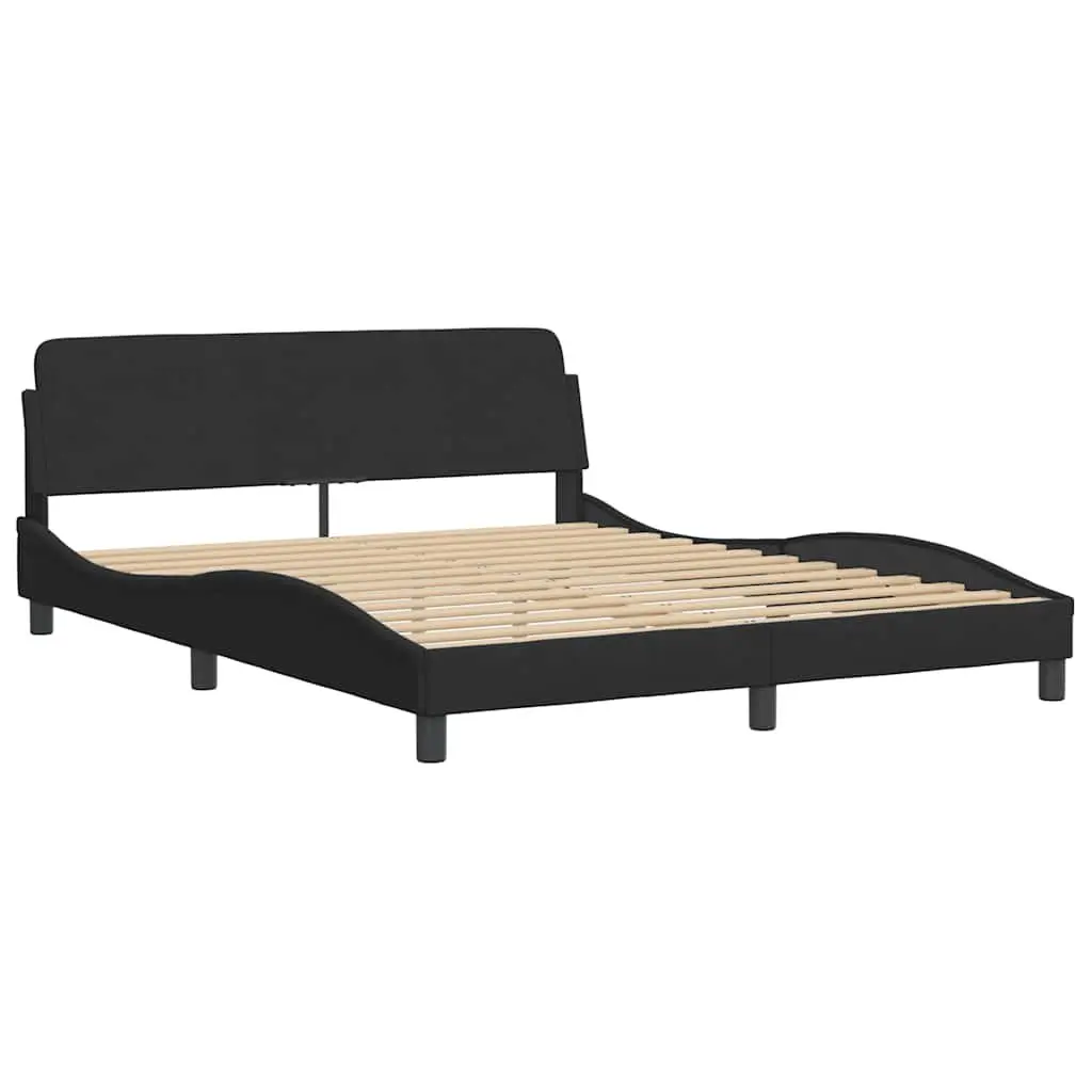 Queen Bed Frame Velvet Black 152x203 cm with Headboard