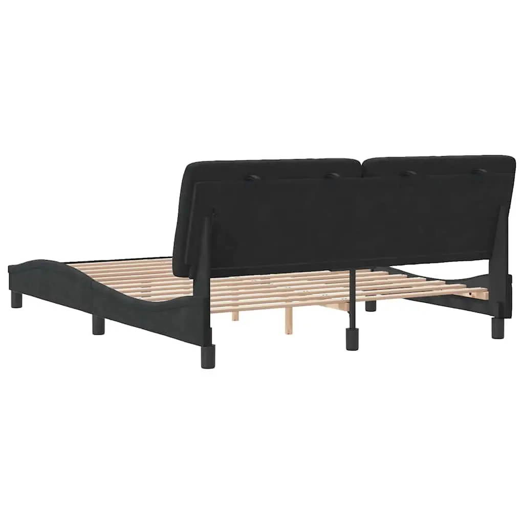 Queen Bed Frame Velvet Black 152x203 cm with Headboard