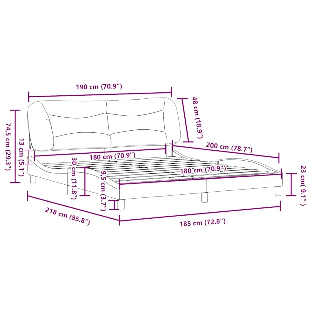 King Bed Frame 180x200cm Black Faux Leather Headboard Bedroom Furniture Slats