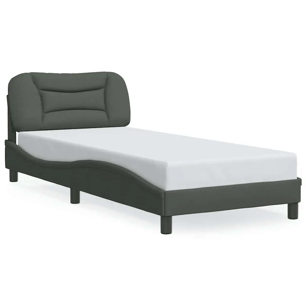 Fabric Bed Frame with Headboard Slatted Base 90 x 190 cm Grey