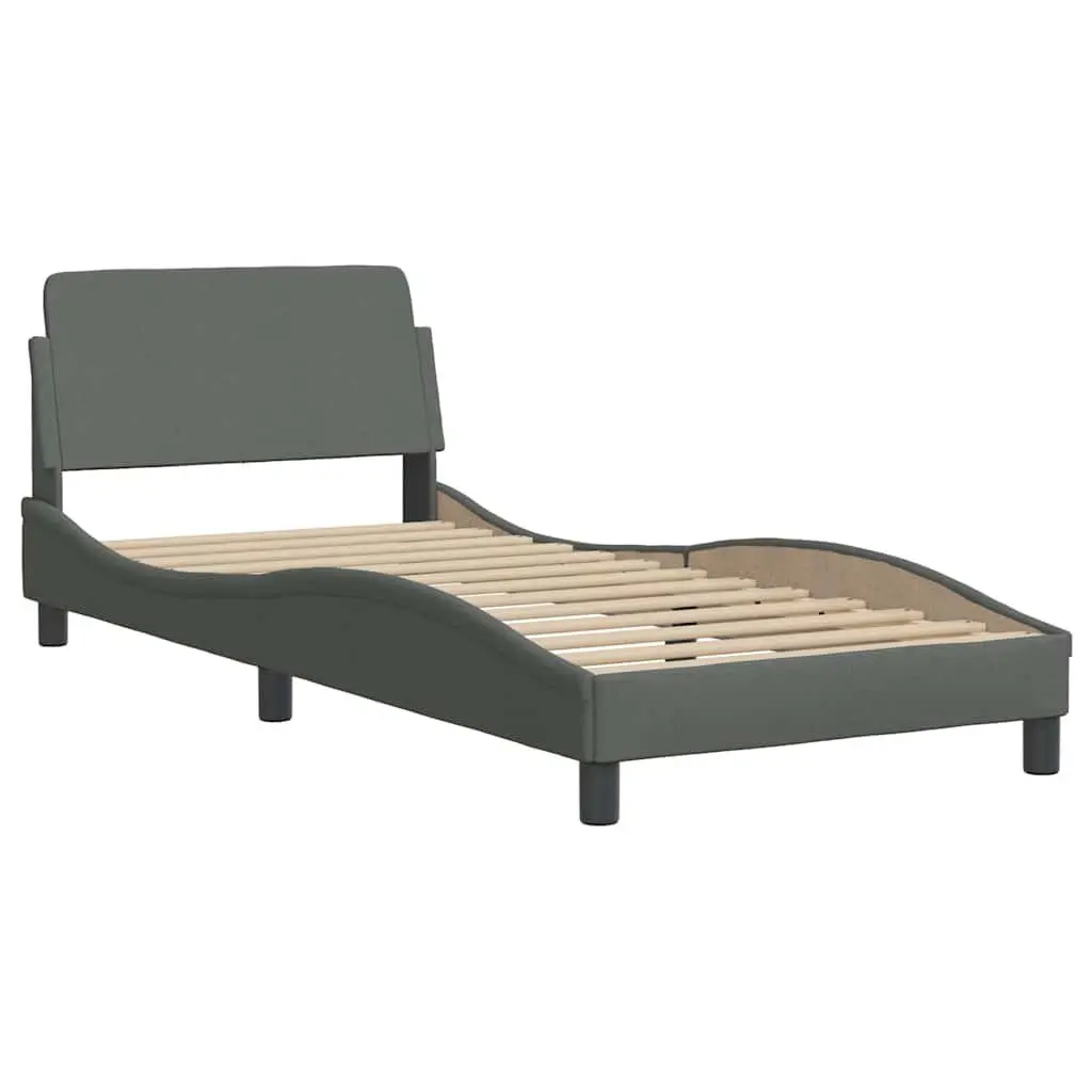 Fabric Bed Frame with Headboard Slatted Base 90 x 190 cm Grey