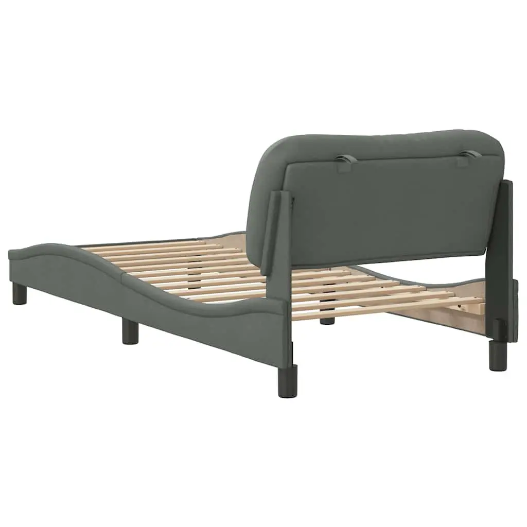 Fabric Bed Frame with Headboard Slatted Base 90 x 190 cm Grey