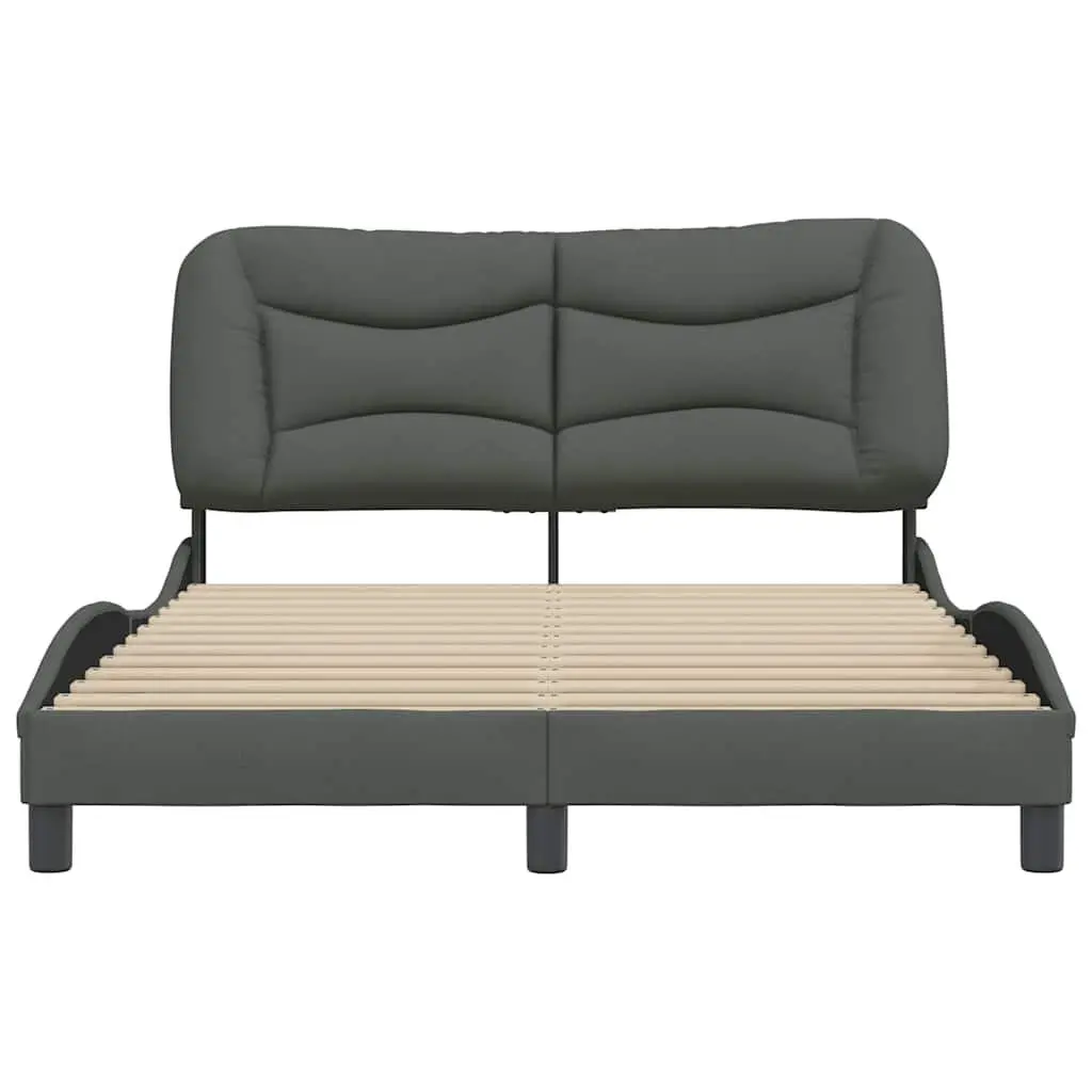 Queen Bed Frame Fabric Grey 152x203cm Plywood Slats