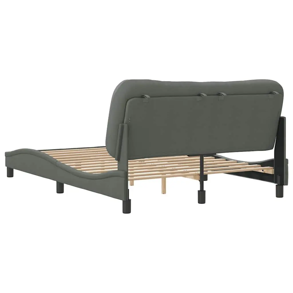 Queen Bed Frame Fabric Grey 152x203cm Plywood Slats
