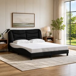 Practical Black Fabric Bed Frame for Your Queen Mattress