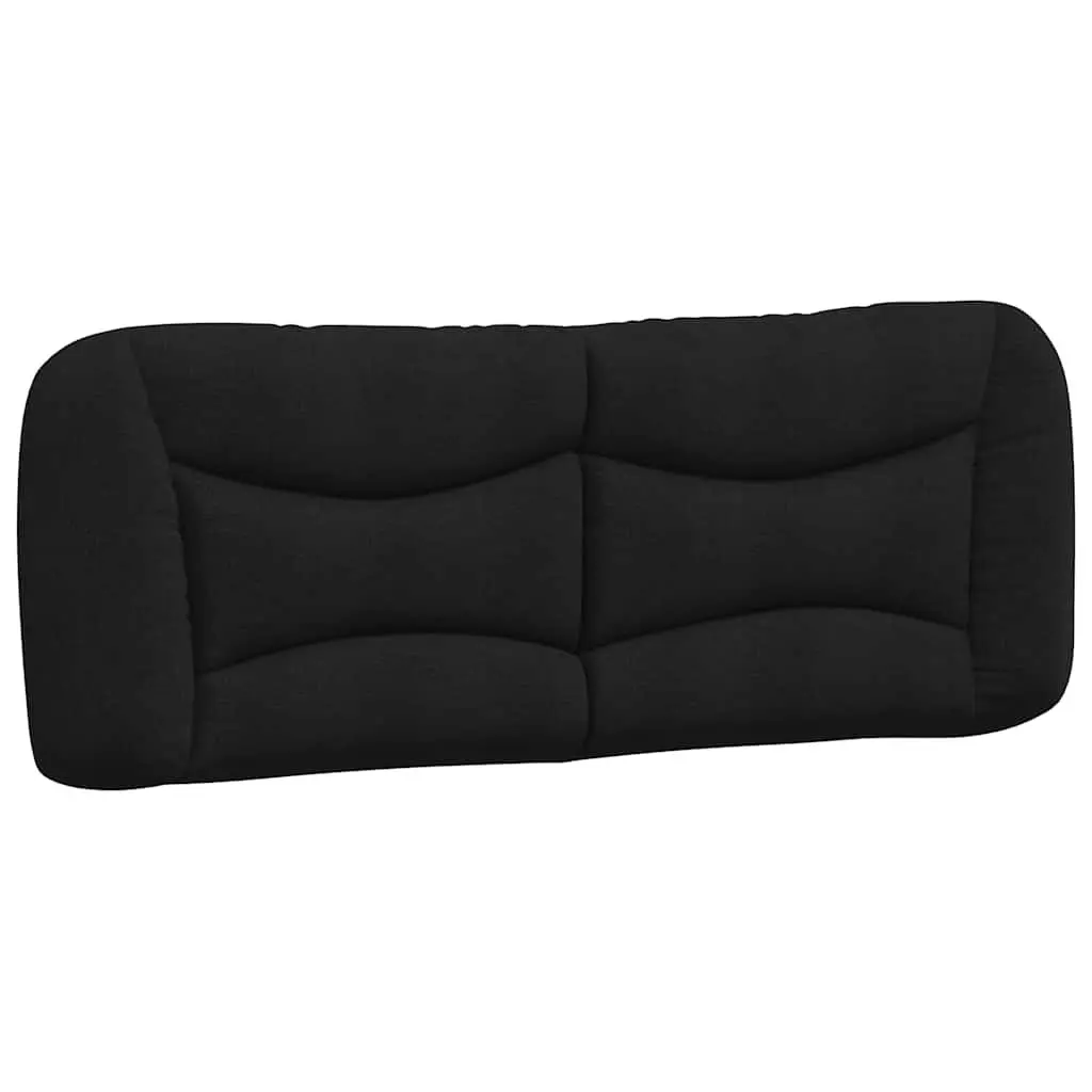Queen Bed Frame Black Fabric Headboard Plywood Slats Cushioned Support Bedroom