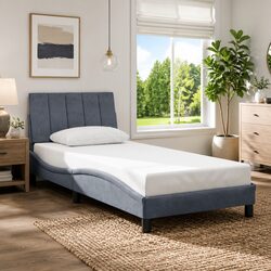 Practical Grey Velvet Bed Frame with Headboard for Any Bedroom