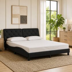 Practical Queen Bed Frame with Velvet Headboard for Home