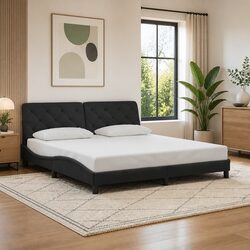 Practical Bed Frame 180x200 cm with Velvet Headboard