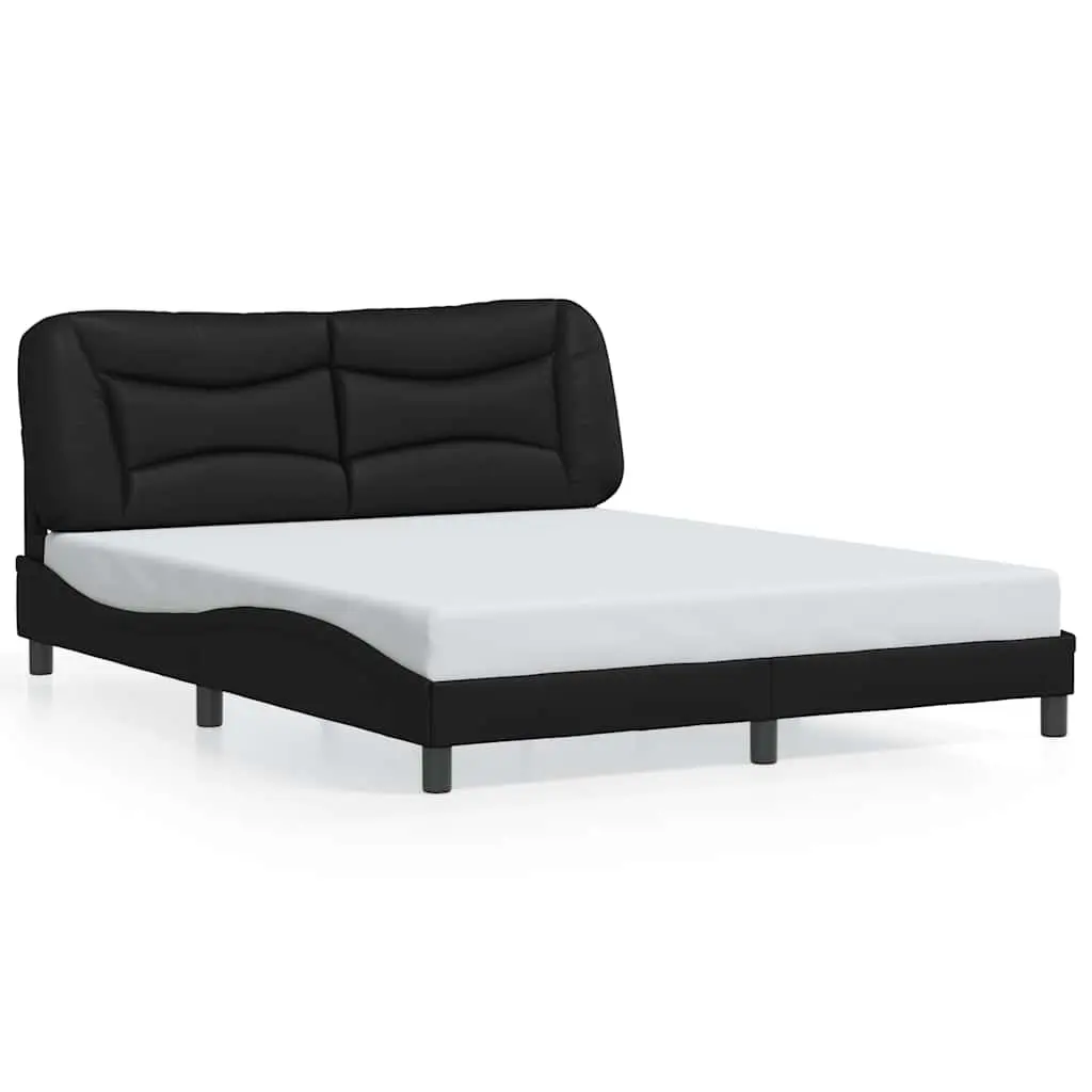 Queen Bed Frame Faux Leather 152x203 cm Black