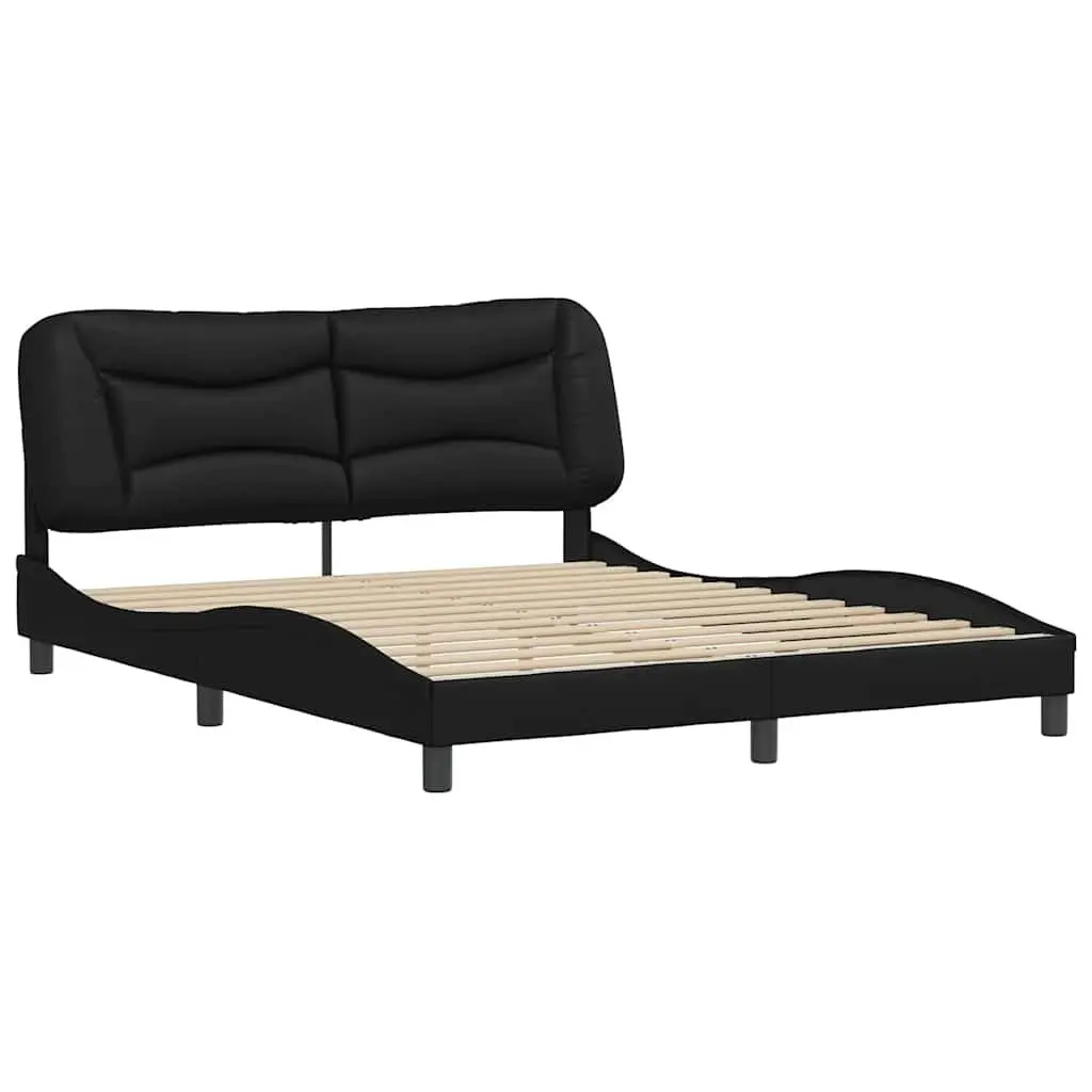 Queen Bed Frame Faux Leather 152x203 cm Black