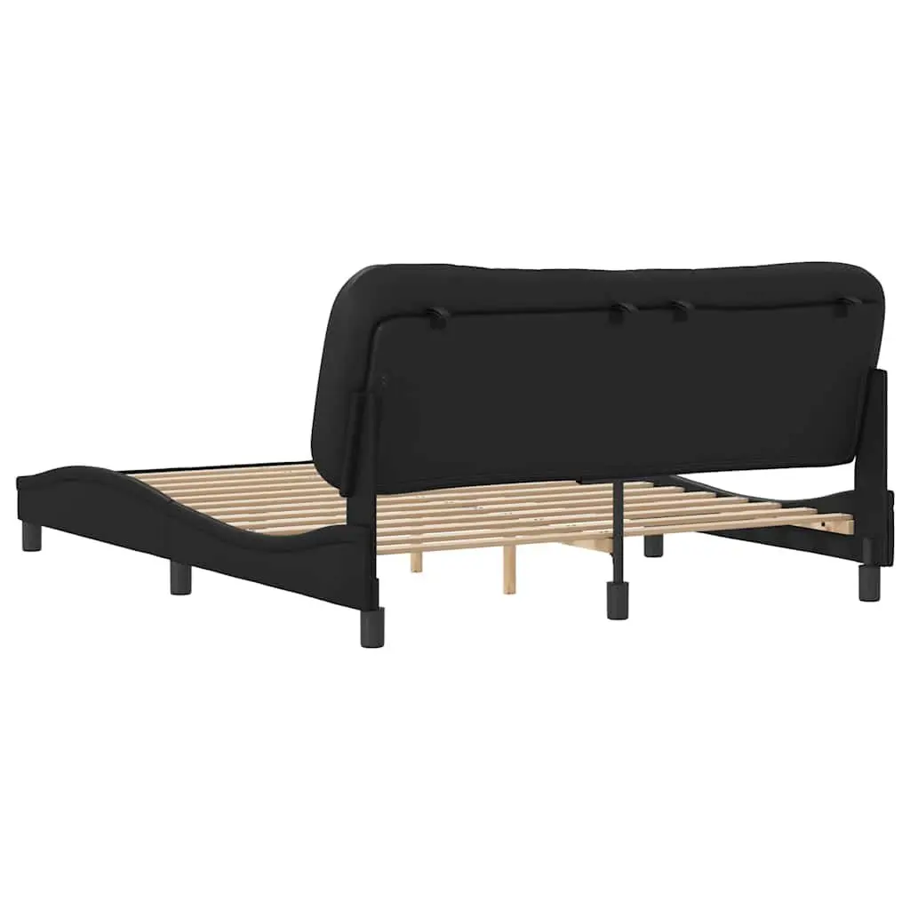 Queen Bed Frame Faux Leather 152x203 cm Black