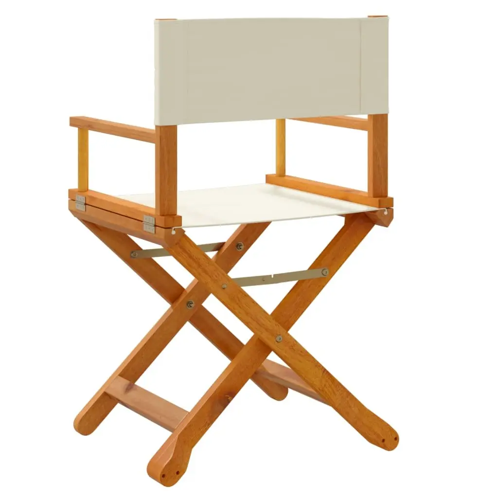 Folding Garden Chairs Acacia Wood Frame Fabric Cream 4 Piece