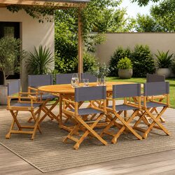 Set of 8 Practical Folding Garden Chairs in Grey