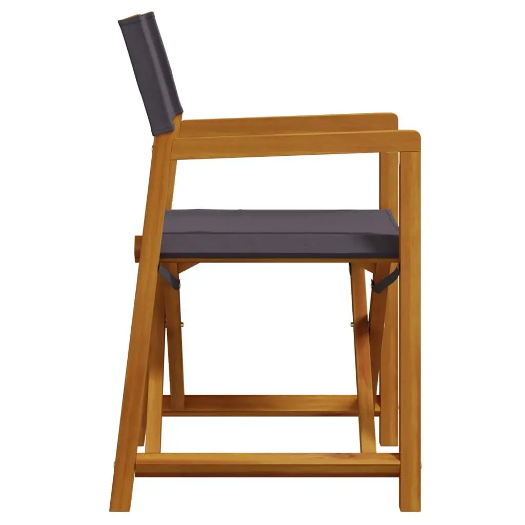 Folding Garden Chairs Set of 6 Grey Fabric Acacia Wood Frame Outdoor Seating
