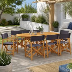 Outdoor Folding Garden Chairs Set of 8 Dark Grey Fabric Director Style Camping
