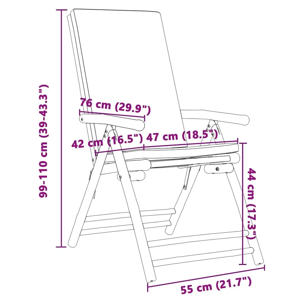 Folding Garden Reclining Chair Solid Bamboo Brown 4 Piece Set Five-Position Adjustable Backrest