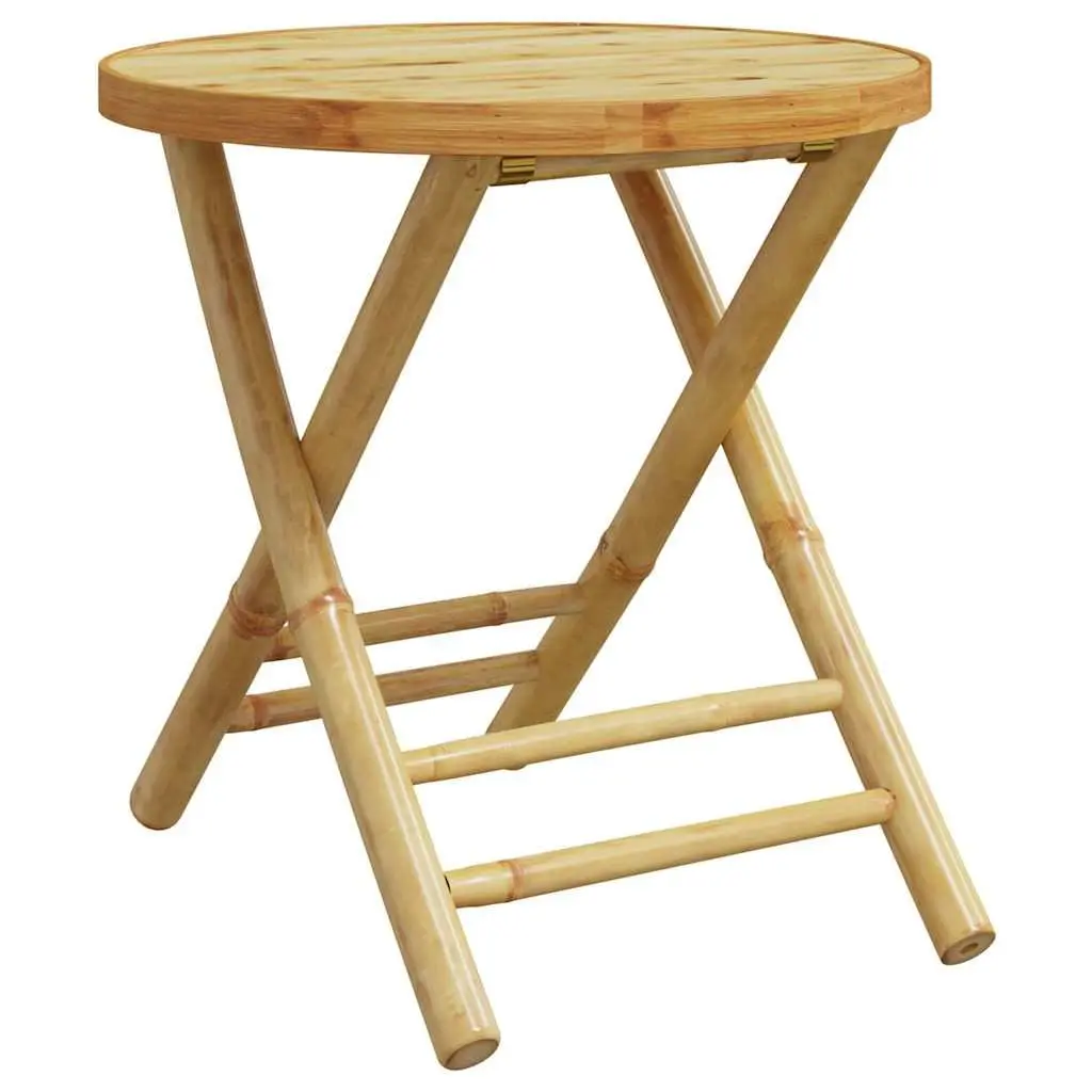 Outdoor Bistro Set Bamboo Foldable 3 Piece Cushioned Chairs Brown