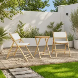 3 Piece Folding Bistro Set Garden Patio Furniture Outdoor Table Chairs with