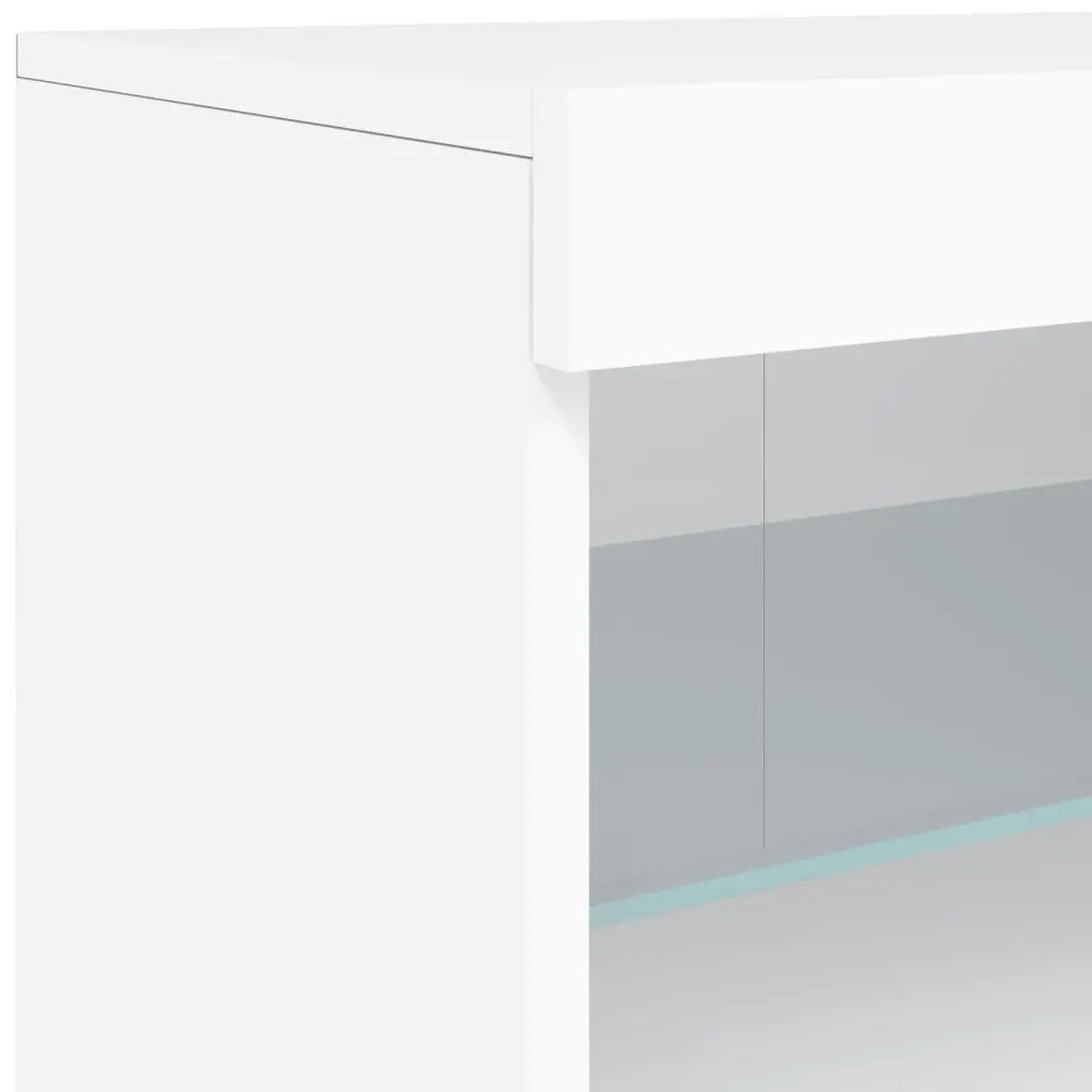 White Sideboard with RGB LED Lights Modern Storage Cabinet Buffet 162x37x67cm