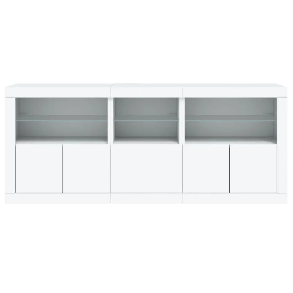 White Sideboard with RGB LED Lights Modern Storage Cabinet Buffet 162x37x67cm
