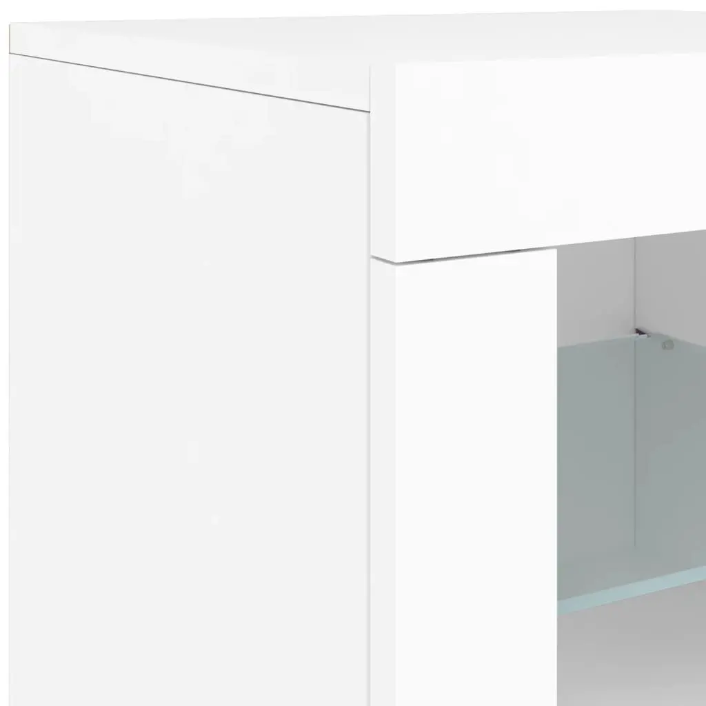 White Sideboard with RGB LED Lights Modern Storage Cabinet Buffet 162x37x67cm