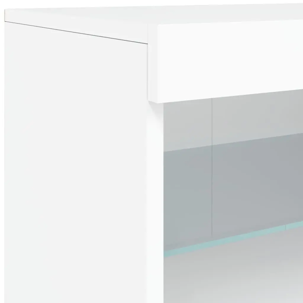 White Sideboard Cabinet with RGB LED Lights Modern Storage Buffet Furniture