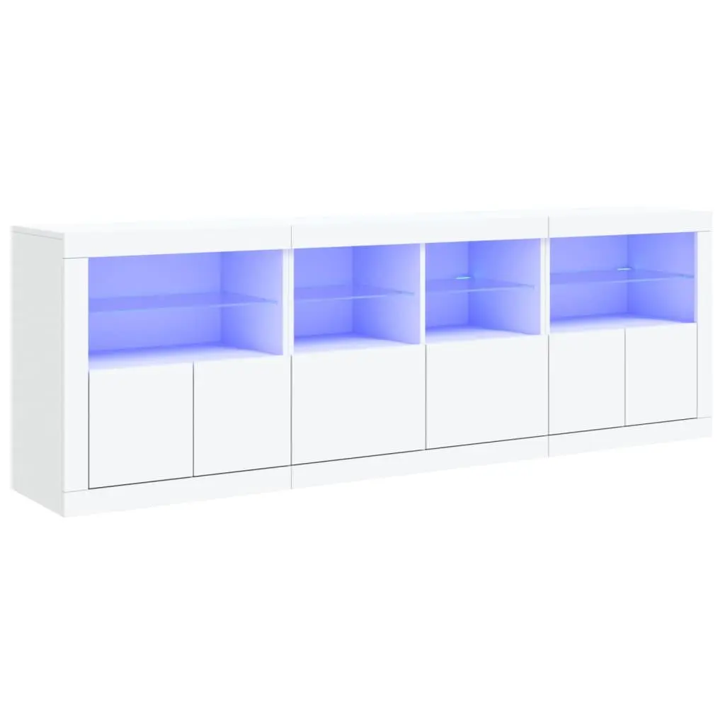 Modern Sideboard Cabinet with RGB LED Lights Storage Hallway White