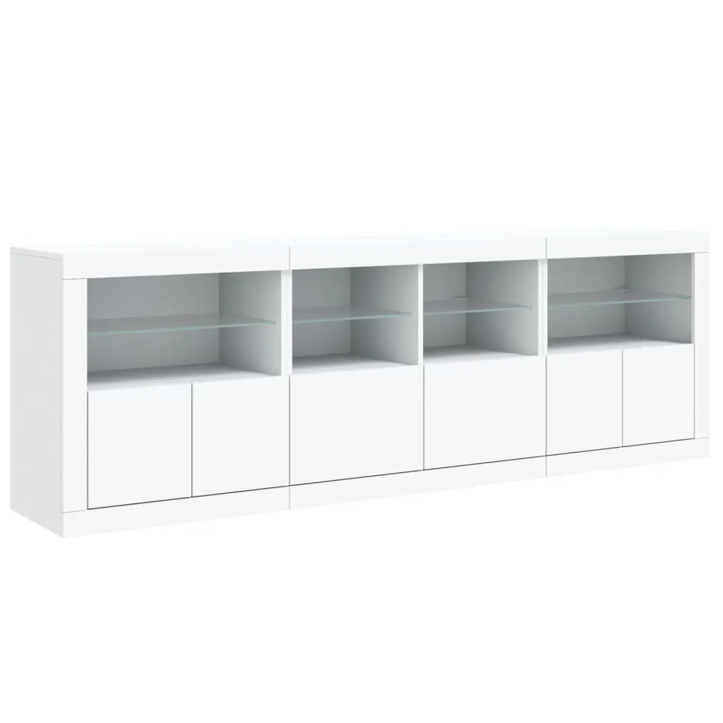 Modern Sideboard Cabinet with RGB LED Lights Storage Hallway White