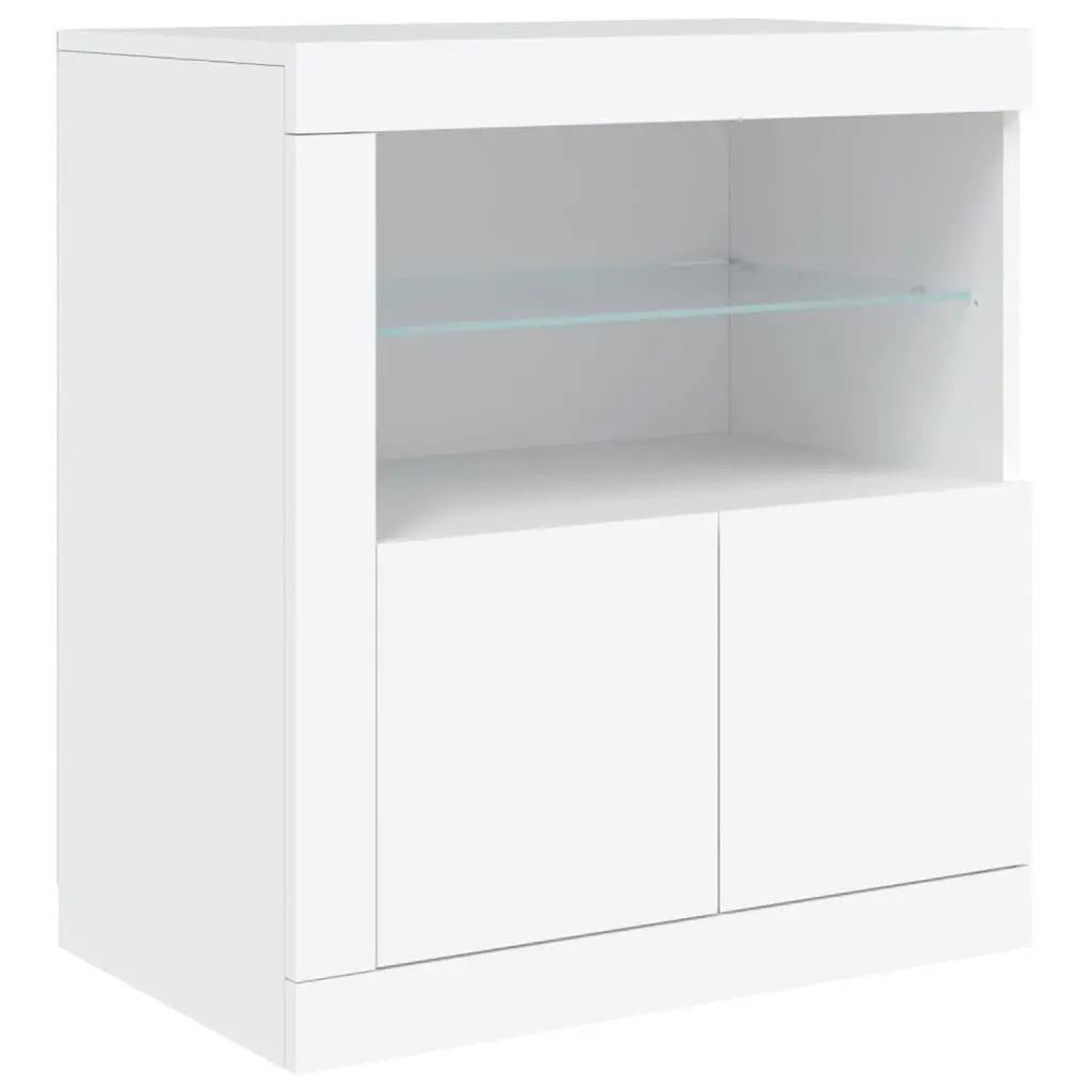 Modern Sideboard Cabinet with RGB LED Lights Storage Hallway White