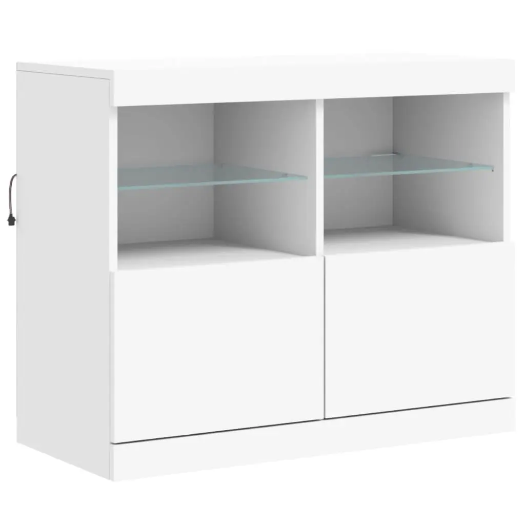 Modern Sideboard Cabinet with RGB LED Lights Storage Hallway White
