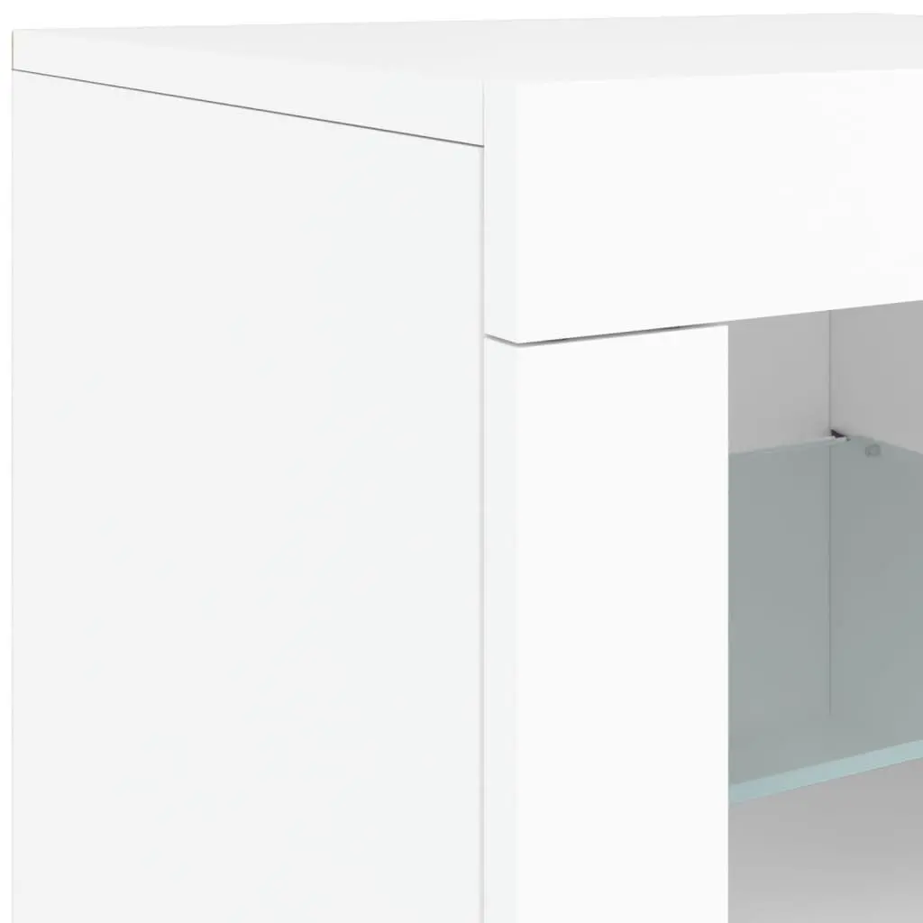 Modern Sideboard Cabinet with RGB LED Lights Storage Hallway White