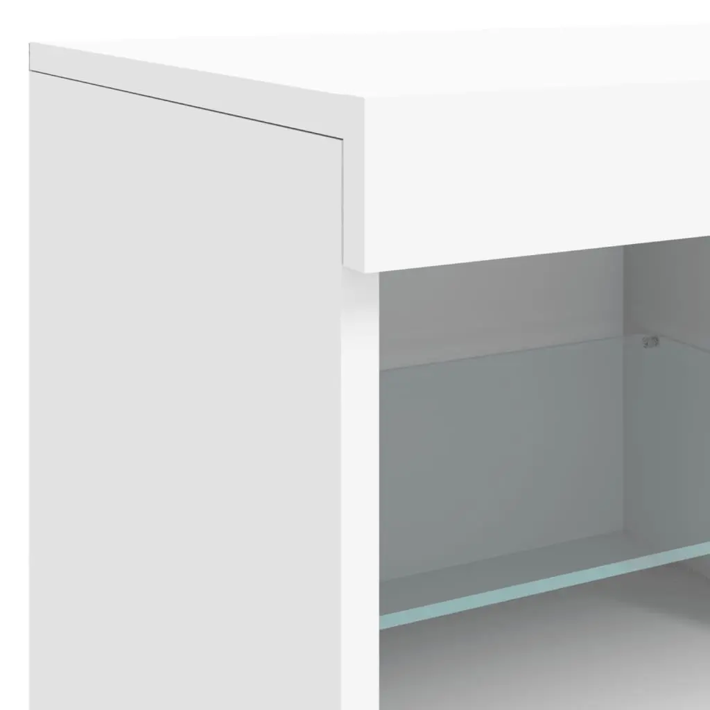 White Sideboard with RGB LED Lights Modern Storage Cabinet Buffet Hallway