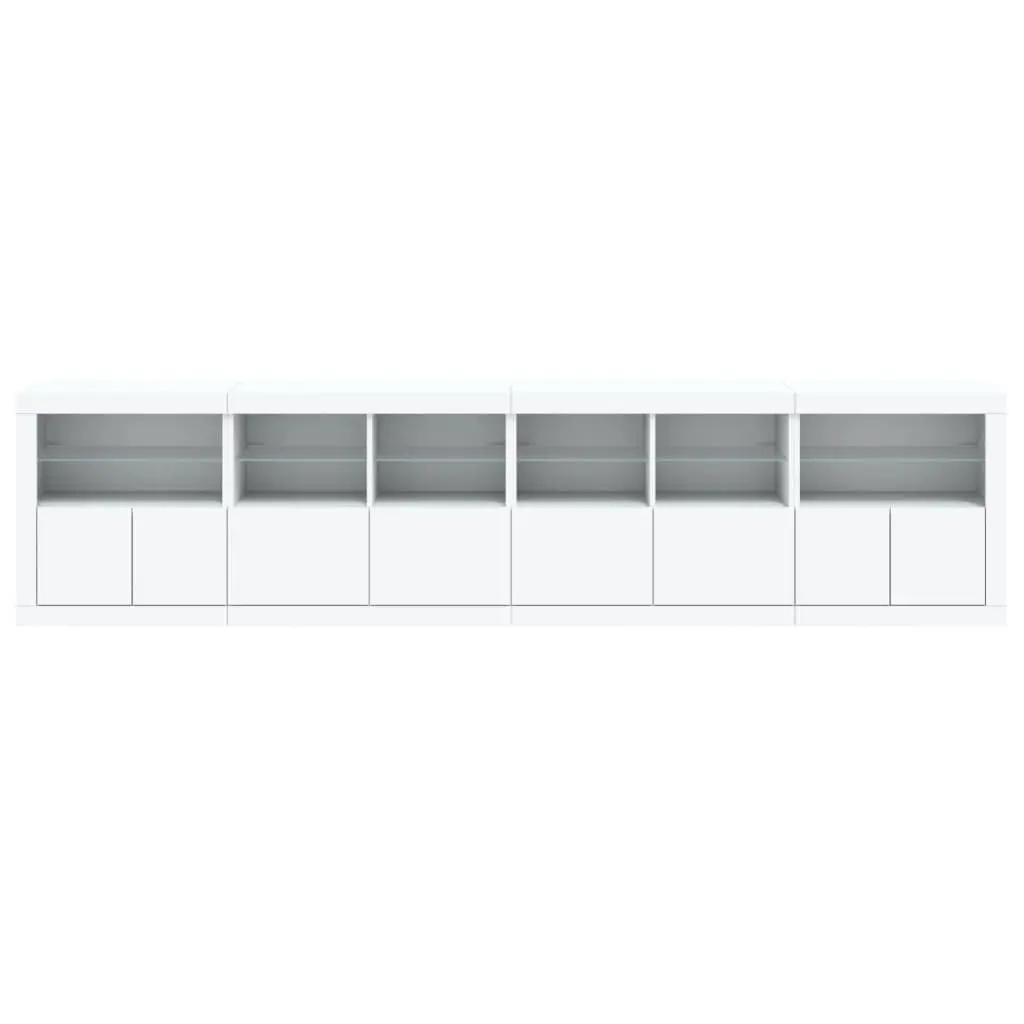 White Sideboard with RGB LED Lights Modern Storage Cabinet Buffet Hallway