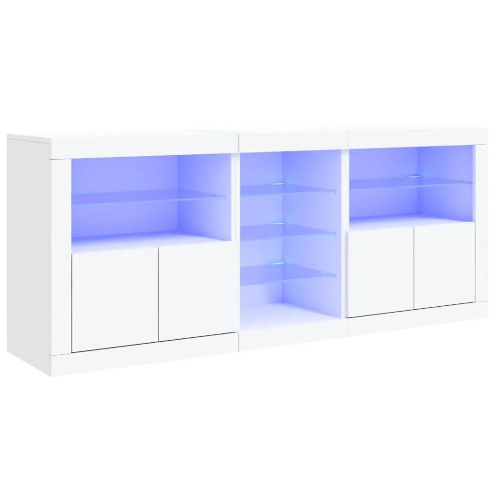 Sideboard Cabinet Engineered Wood 181.5 x 37 x 67 cm White with RGB LED Lights