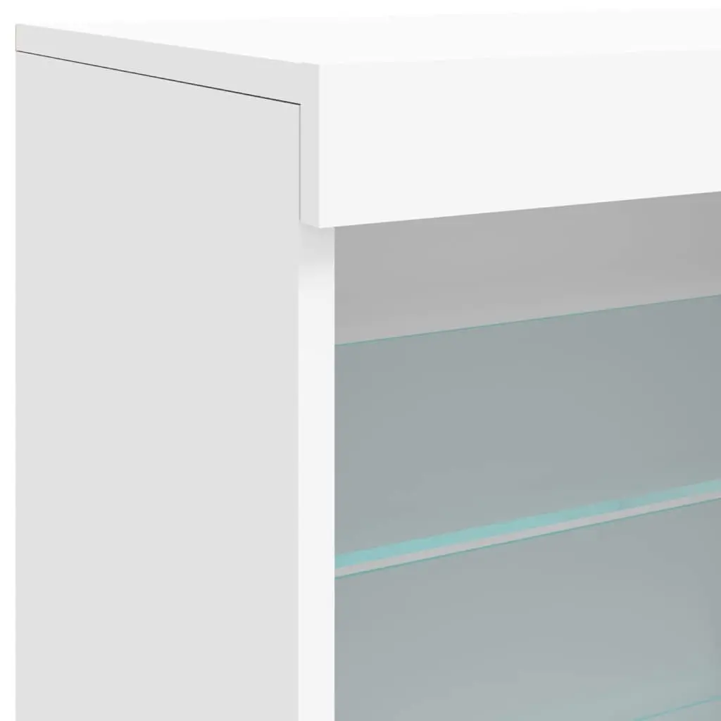 Sideboard Cabinet Engineered Wood 181.5 x 37 x 67 cm White with RGB LED Lights