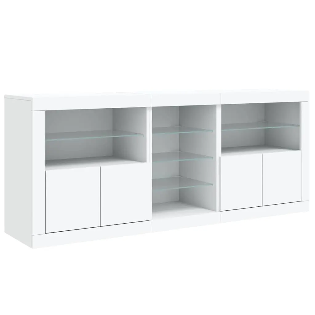 Sideboard Cabinet Engineered Wood 181.5 x 37 x 67 cm White with RGB LED Lights