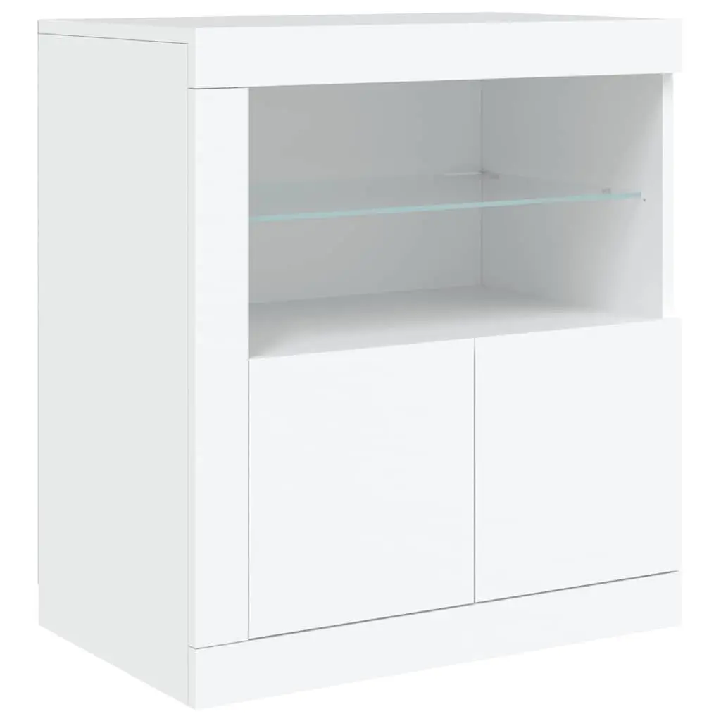 Sideboard Cabinet Engineered Wood 181.5 x 37 x 67 cm White with RGB LED Lights