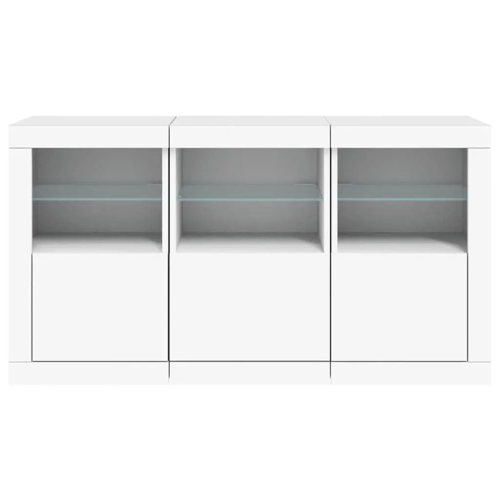 White Sideboard with RGB LED Lights Storage Cabinet Modern Hallway Buffet