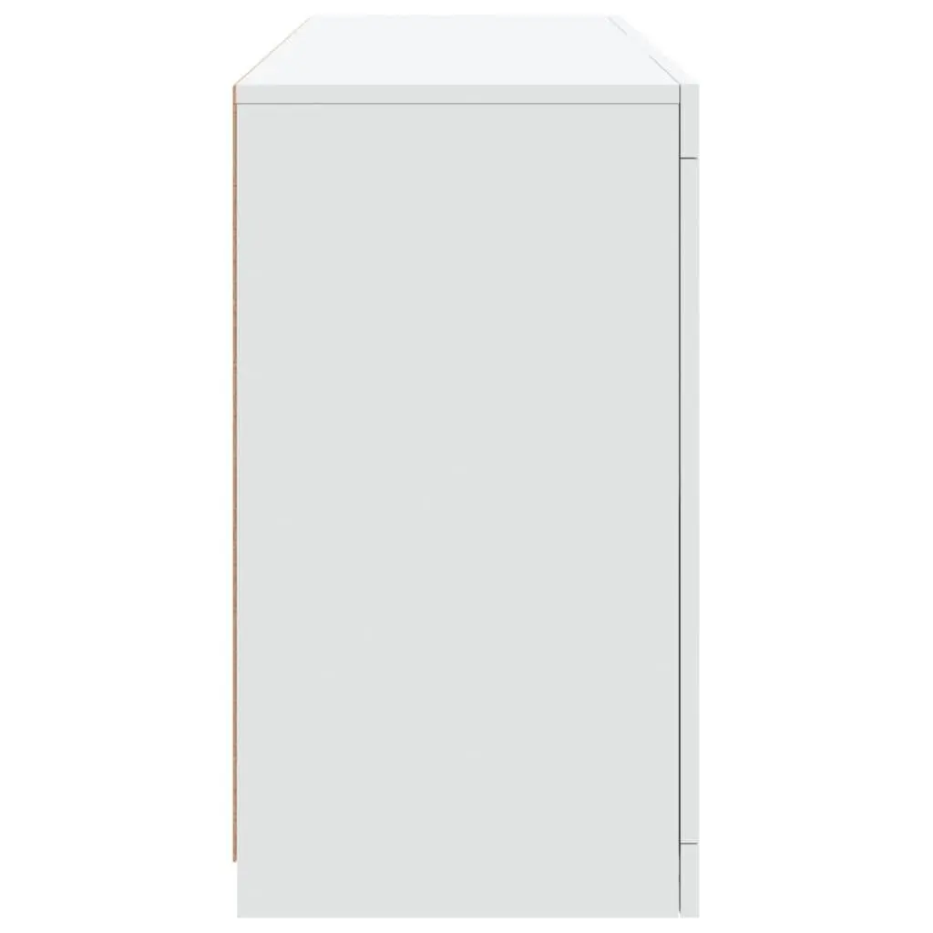 White Sideboard with RGB LED Lights Storage Cabinet Modern Hallway Buffet