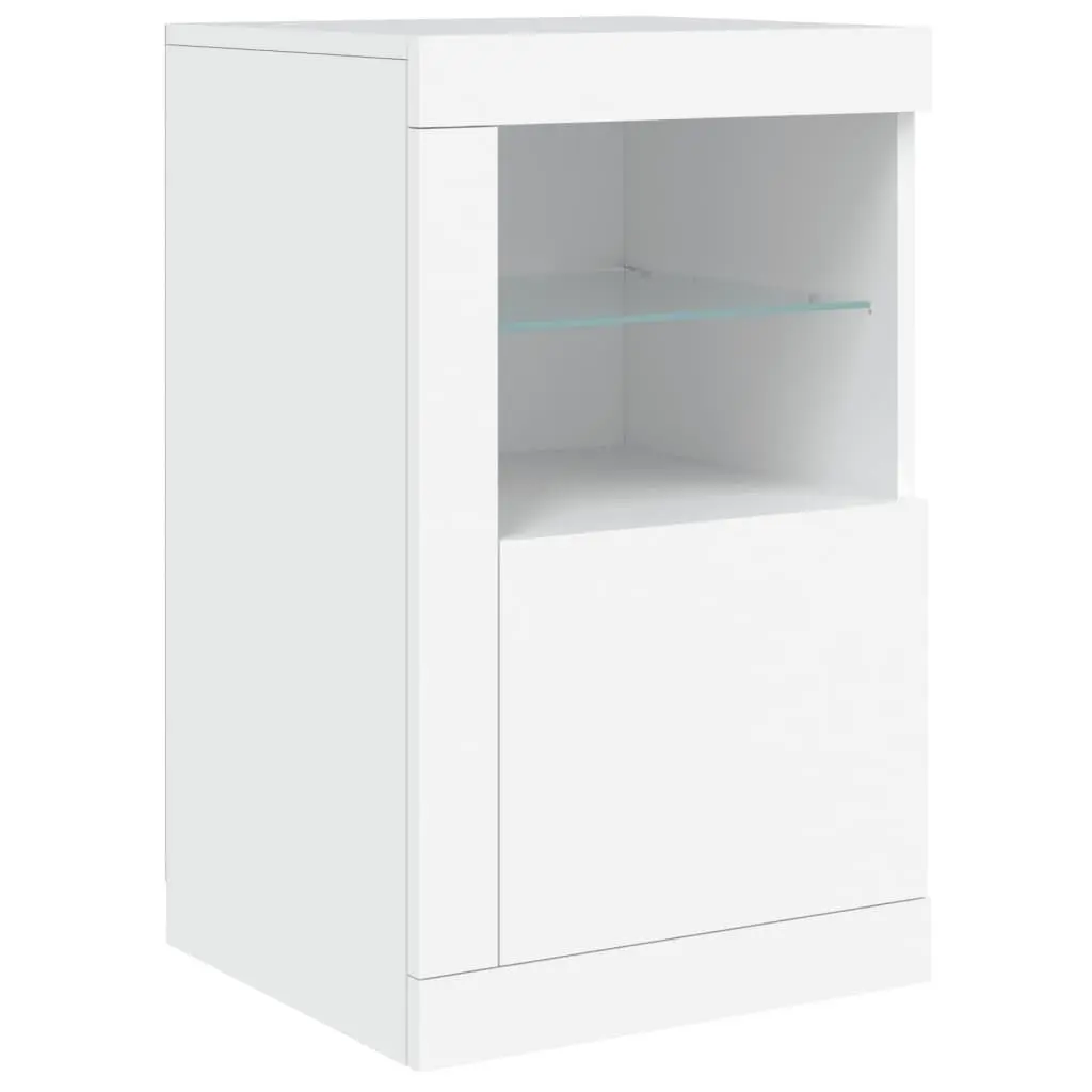 White Sideboard with RGB LED Lights Storage Cabinet Buffet 142.5x37x67cm