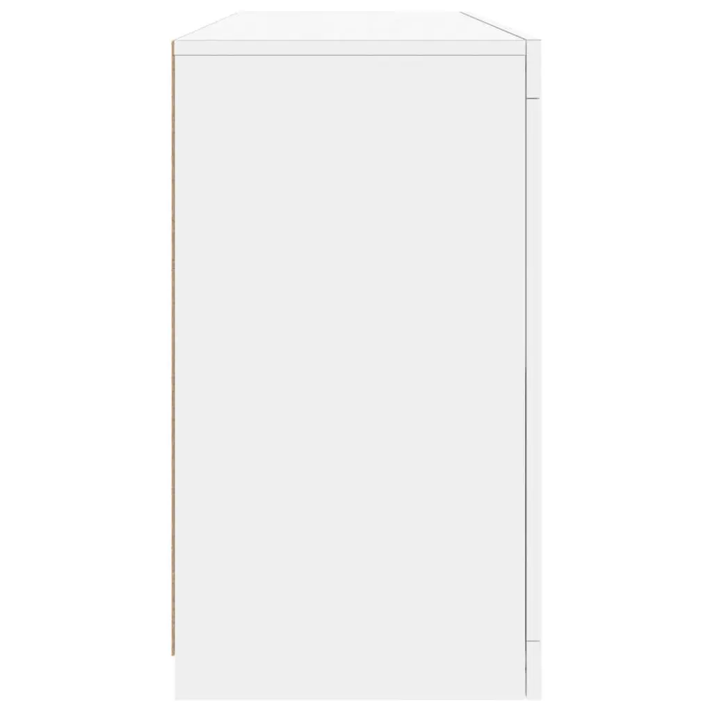 White Sideboard with RGB LED Lights Storage Cabinet Buffet 142.5x37x67cm