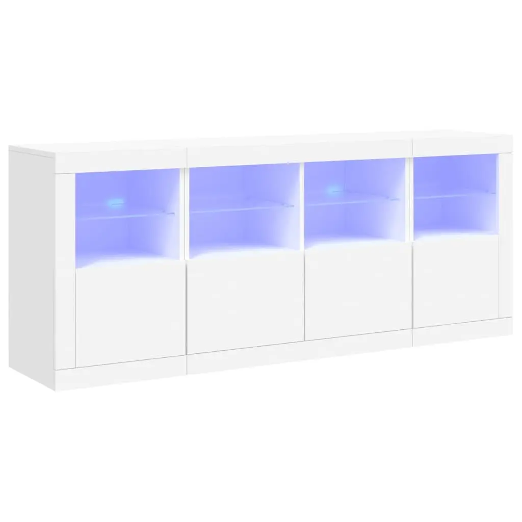 White Sideboard with RGB LED Lights Modern Storage Cabinet Buffet 163x37x67cm