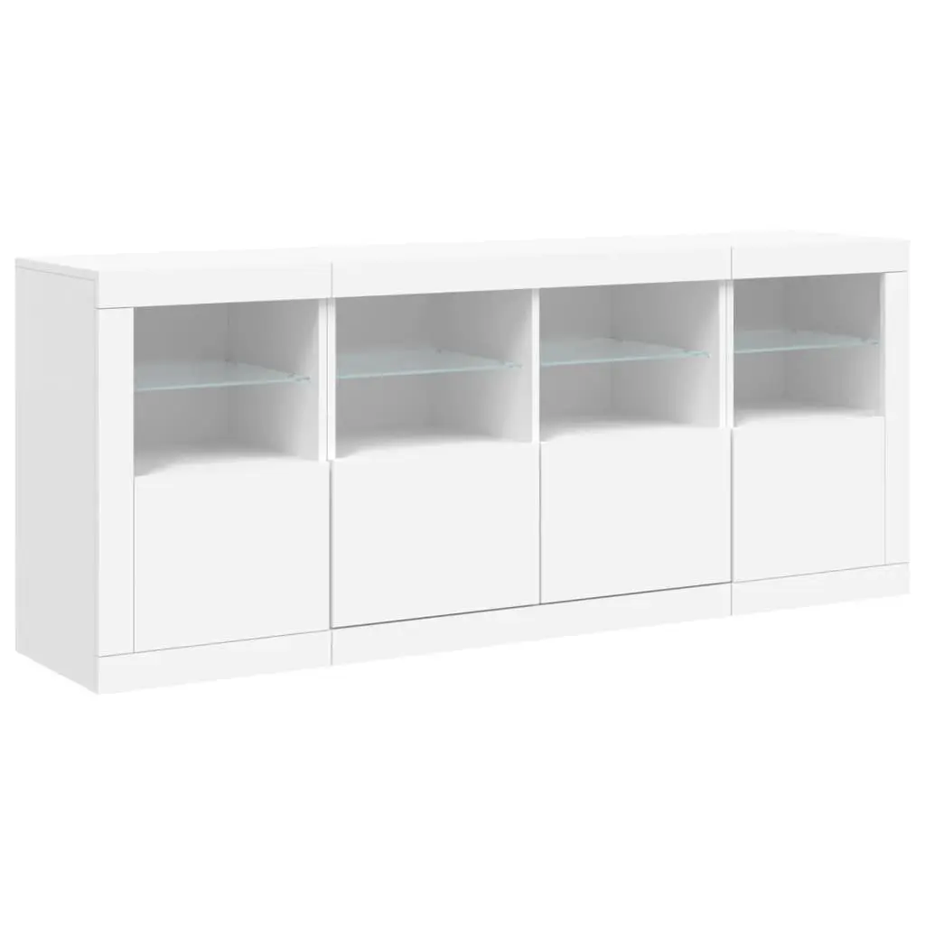 White Sideboard with RGB LED Lights Modern Storage Cabinet Buffet 163x37x67cm