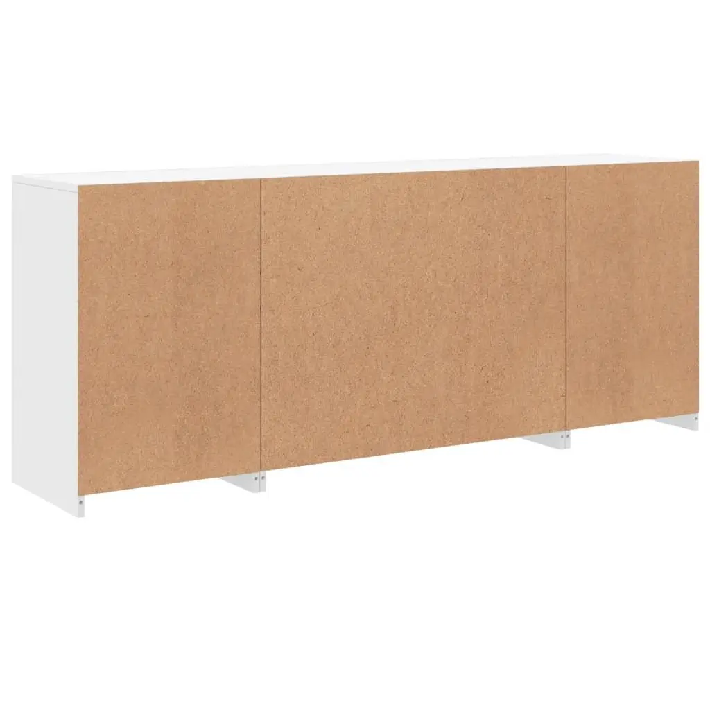 White Sideboard with RGB LED Lights Modern Storage Cabinet Buffet 163x37x67cm