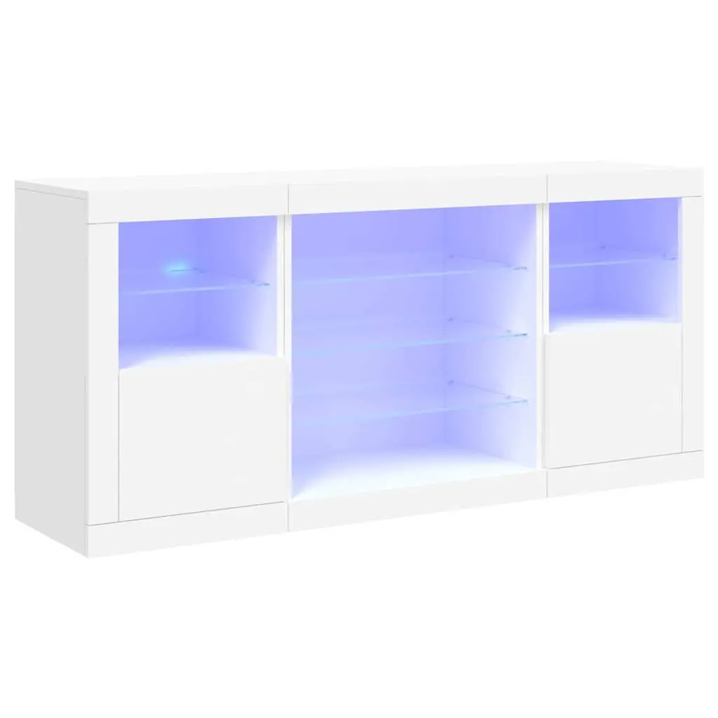 White Sideboard Engineered Wood 142.5 x 37 x 67 cm with RGB LED Lights