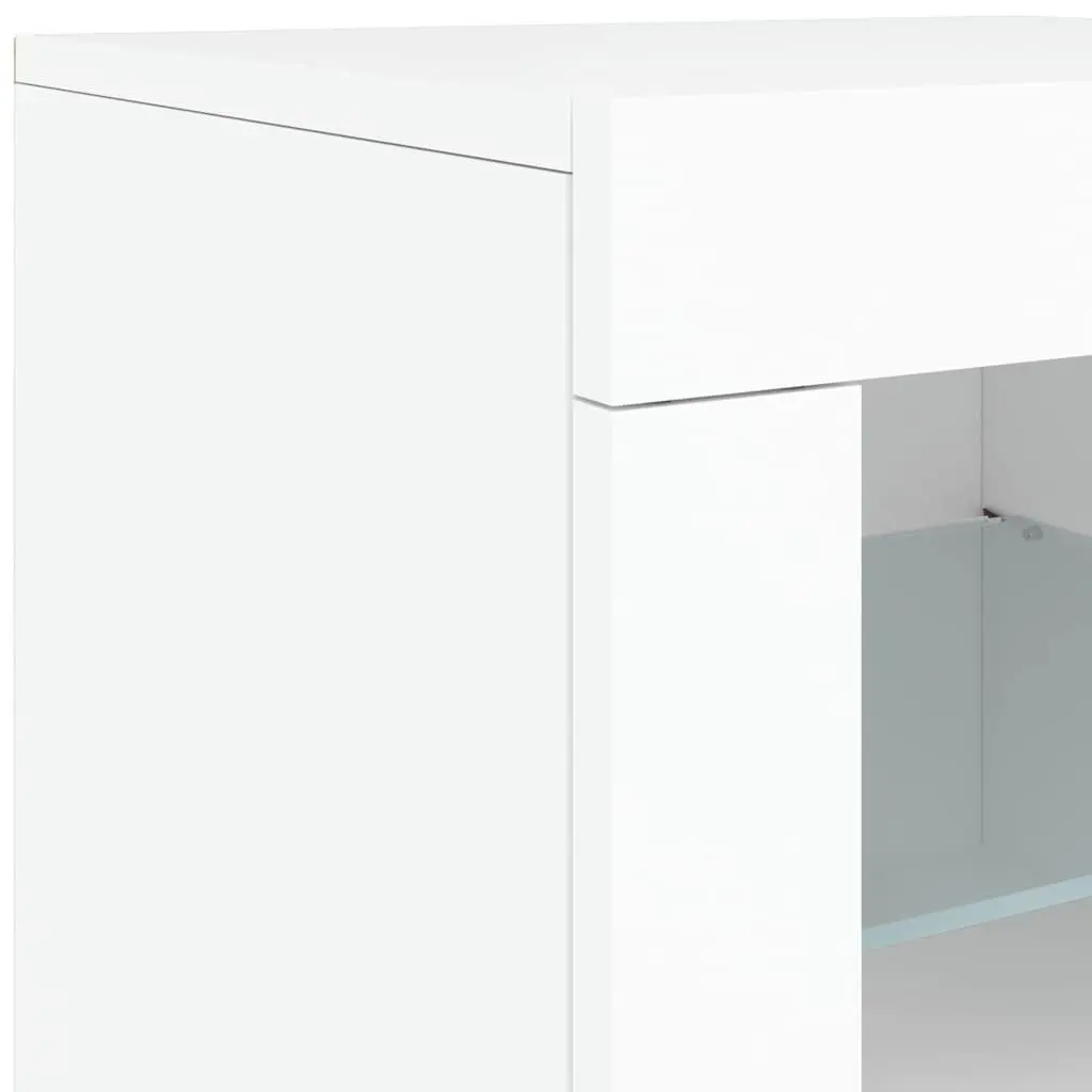 White Sideboard Engineered Wood 142.5 x 37 x 67 cm with RGB LED Lights